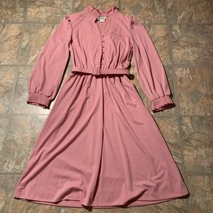 Vintage 1970’s Sunshine Alley Pleated Midi Dress Made In USA